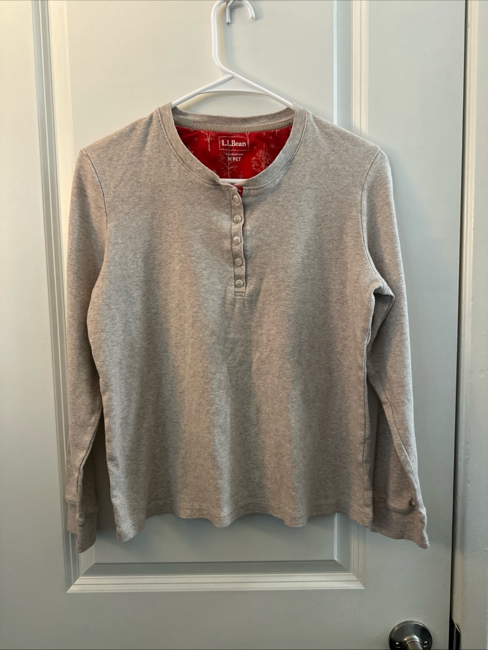 L.L. Bean Light Gray Girls' Henley Long-Sleeve Top